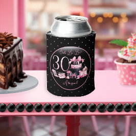 Enfriador De Latas Glam Pink Black Fashion 30° Fiesta de cumpleaños