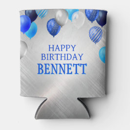 Enfriador De Latas Globos azules de cumpleaños
