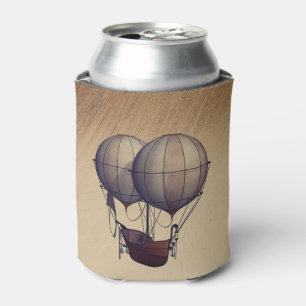 Enfriador De Latas Globos de aire caliente de Steampunk con barco