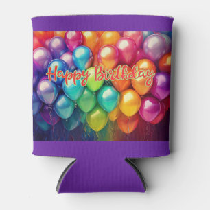 Enfriador De Latas Globos de Cumpleaños Arcoíris