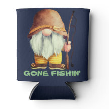 Gnome Retro Vintage De La Pesca Con Pescado