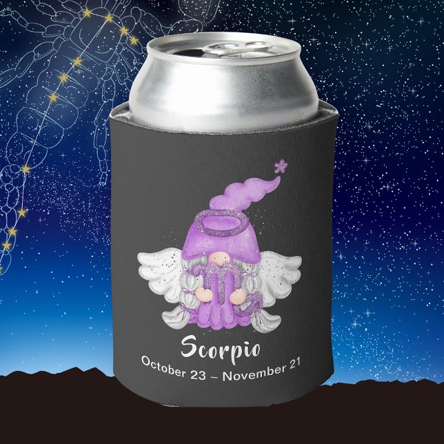Enfriador De Latas Gnome Scorpio Rótulo de Astrología Angel (Gnome Scorpio Astrology Sign Angel Can Cooler)