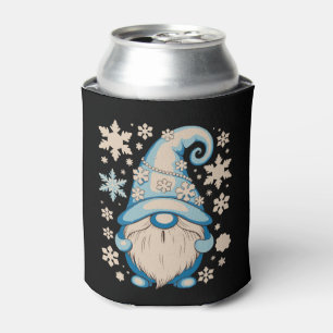 Enfriador De Latas Gnomo de Navidad de Invierno Azul Fiesta de Navida