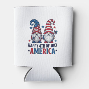 Enfriador De Latas Gnomos Patrióticos Feliz 4 de Julio Camiseta Améri