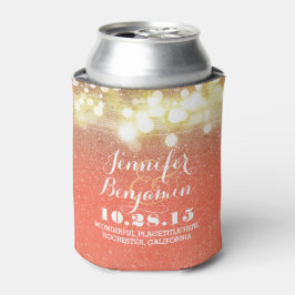 Enfriador De Latas Gold y Peach String iluminan Glam Boda