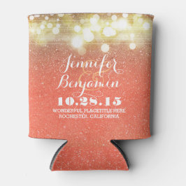 Enfriador De Latas Gold y Peach String iluminan Glam Boda