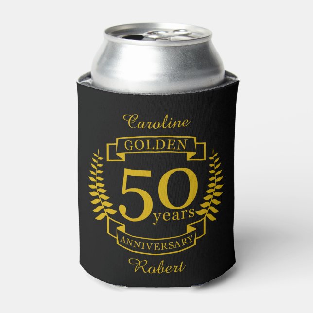 Enfriador De Latas GOLDEN Aniversario Boda 50 Años de Oro 50 (Lata Anverso)