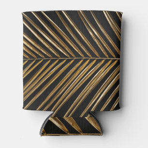 Enfriador De Latas Golden Date Palm Leaf: Minimalista negro