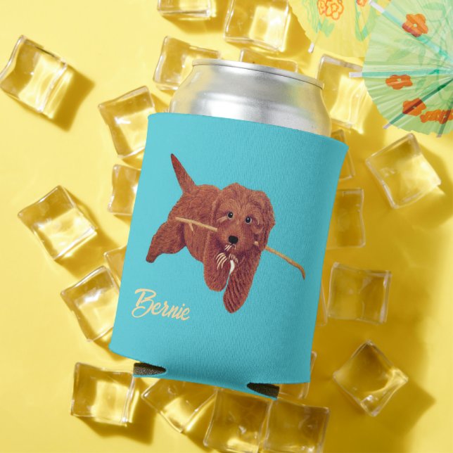 Enfriador De Latas Golden Doodle Turquesa (Verano in situ)