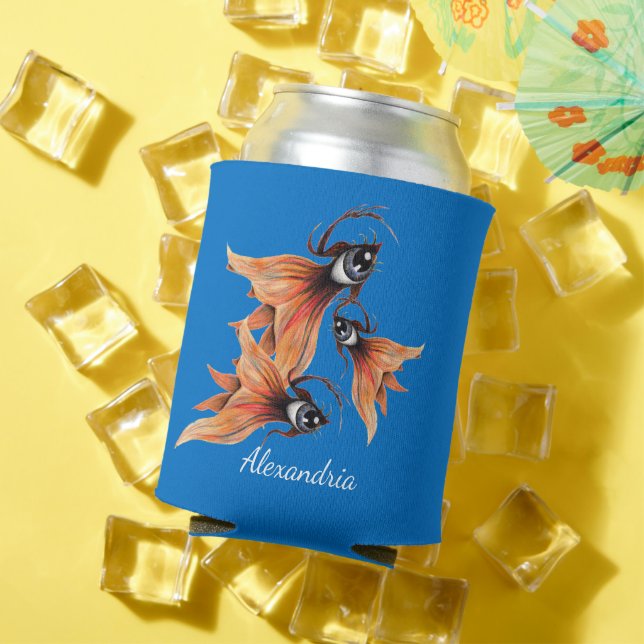Enfriador De Latas Golden Eye Surreal Goldfish Fantasy Art Personaliz (Verano in situ)