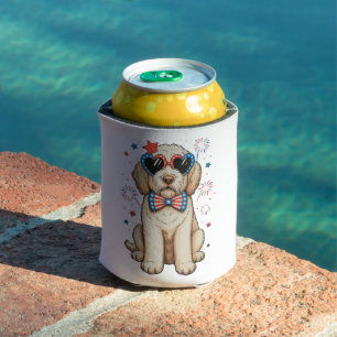 Enfriador De Latas Goldendoodle Perro 250 Aniversario Patriótico
