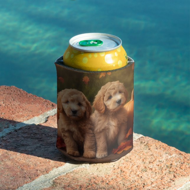 Enfriador De Latas Goldendoodle Puppy Autumn Delight Pumpkin (Piscina in situ)