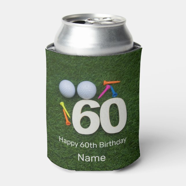 Enfriador De Latas Golf 60.º golfista de cumpleaños con bola de golf  (Lata Anverso)