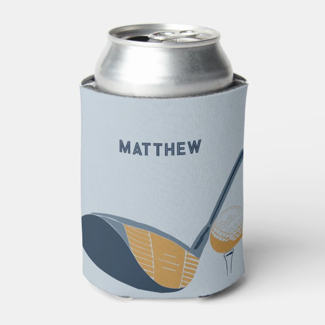 Enfriador De Latas Golf Club and Ball Personalized Golfers Name (Lata Anverso)