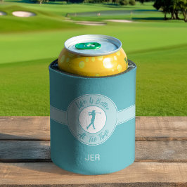 Enfriador De Latas Golf Funny Saying Life Tee Time Monogram Teal