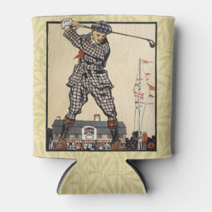 Enfriador De Latas Golf Golfer Vintage Antiguo Golfing