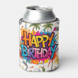 Enfriador De Latas Golf Hawaii con temática de Fiesta hawaiano de gol