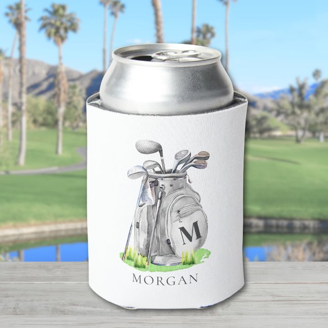 Enfriador De Latas Golf Name Black Monogram (Golf Name Black Monogram Can Cooler )