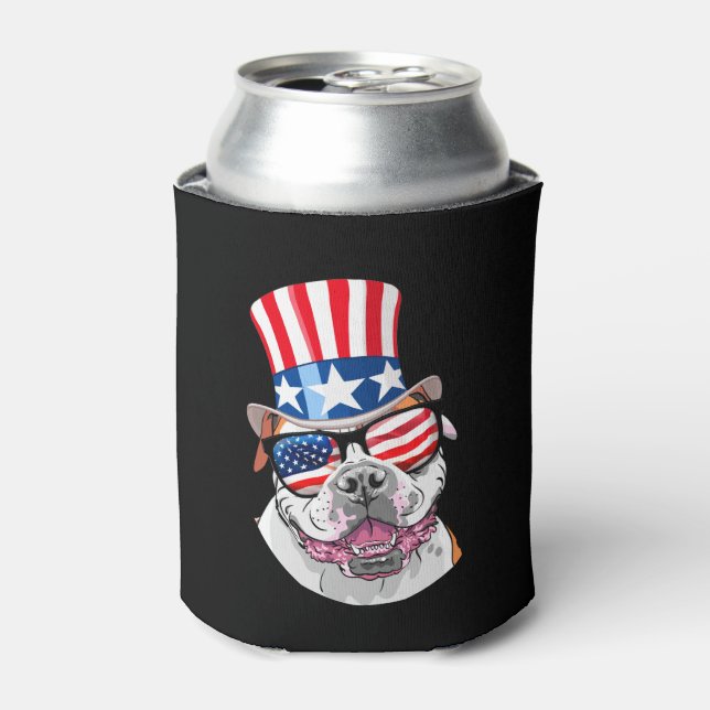 Enfriador De Latas Gorra de bandera de Estados Unidos Bulldog anota 4 (Lata Anverso)