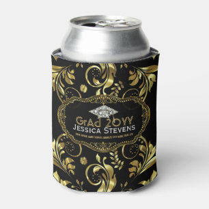 Enfriador De Latas Gorra de graduación de oro negro y falso 2b