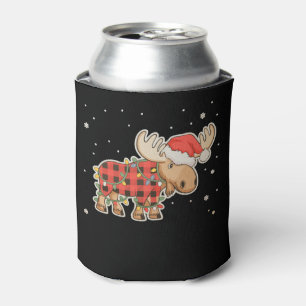 Enfriador De Latas Gorra de Santa de alce a cuadros de Búfalo Luz del