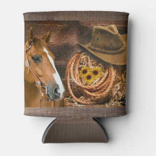 Enfriador De Latas Gorra Lasso Sunflowers de Cowboy Occidental