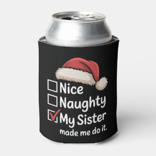 Enfriador De Latas Gorro de Santa Navidad Bonito Travieso Mi Hermana 