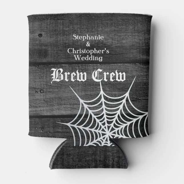 Enfriador De Latas Gótico Halloween Boda Brew Crew (Anverso)