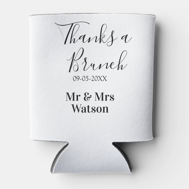 Enfriador De Latas Gracias a un brunch post boda nombre fecha simple  (Anverso)