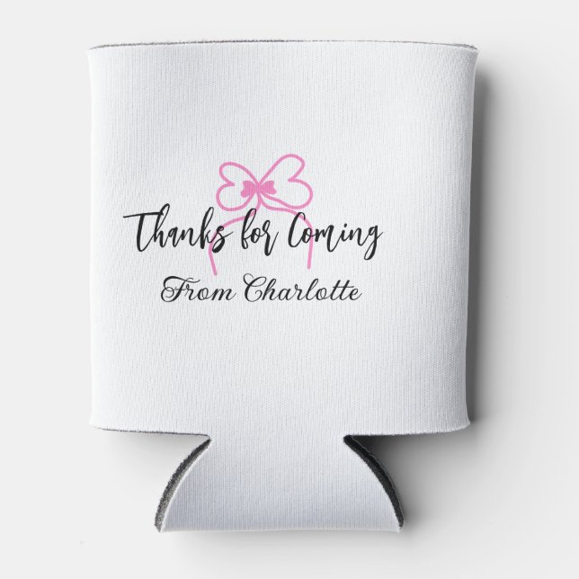 Enfriador De Latas gracias por venir mensaje de texto arco rosa f (Anverso)