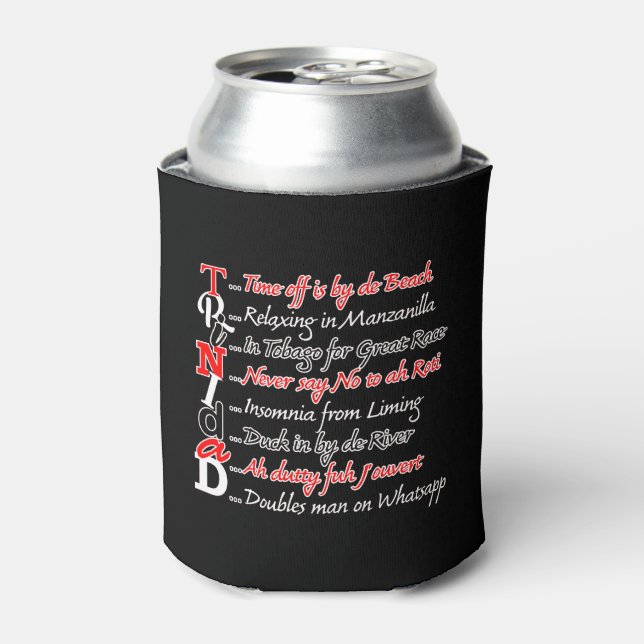 Enfriador De Latas Graciosa descripción de Trini en negro (Lata Anverso)