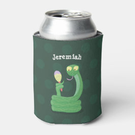 Enfriador De Latas Graciosa serpiente verde con maraca personalizado