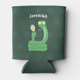 Enfriador De Latas Graciosa serpiente verde con maraca personalizado