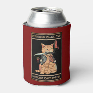 Enfriador De Latas Gracioso Cat Samurai Todo Te Matará