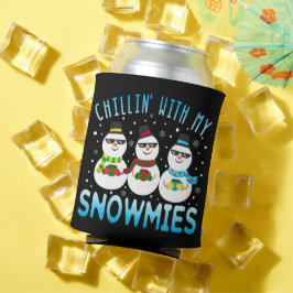 Enfriador De Latas Gracioso Chillin' Con Mis Navidades Snowmies
