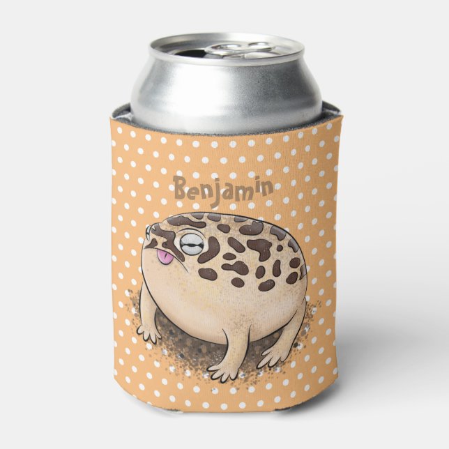 Enfriador De Latas Gracioso ilustracion personalizado de rana de lluv (Lata Anverso)
