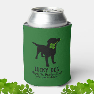 Enfriador De Latas Gracioso irlandés St. Patrick's Day Black Lab Luck