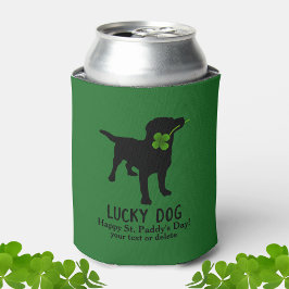 Enfriador De Latas Gracioso irlandés St. Patrick's Day Black Lab Luck