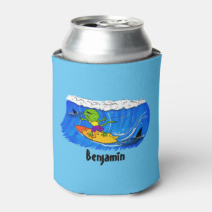 Enfriador De Latas Gracioso personalizado surfeador de lagarto
