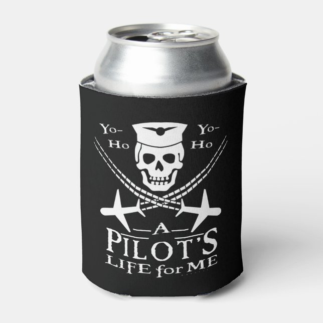 Enfriador De Latas Gracioso piloto de aviones Skull Pirate Humor | PE (Lata Anverso)