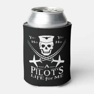 Enfriador De Latas Gracioso piloto de aviones Skull Pirate Humor  Per