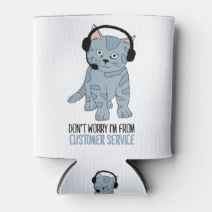 Enfriador De Latas Gracioso Sonriente Servicio al Cliente Gato Épico