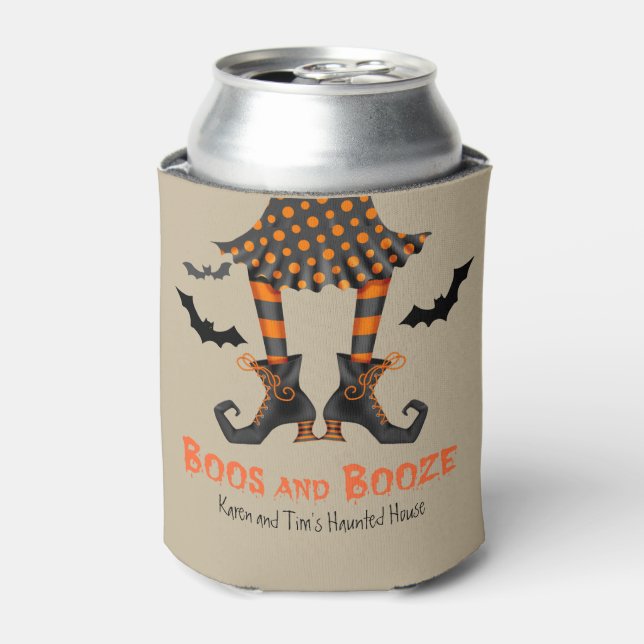 Enfriador De Latas Graciosos vagabundos y Booze Halloween (Lata Anverso)