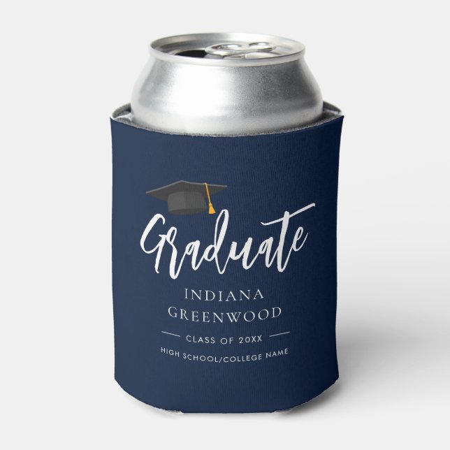 Enfriador De Latas Graduación 2024 Script Navy Blue (Lata Anverso)
