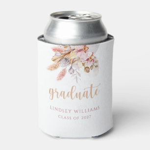 Enfriador De Latas Graduación de Floral Pampas Grass Dusty Pink Boho