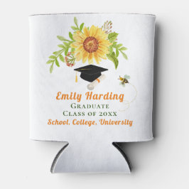 Enfriador De Latas Graduación Felicidad Girasol floral amarillo