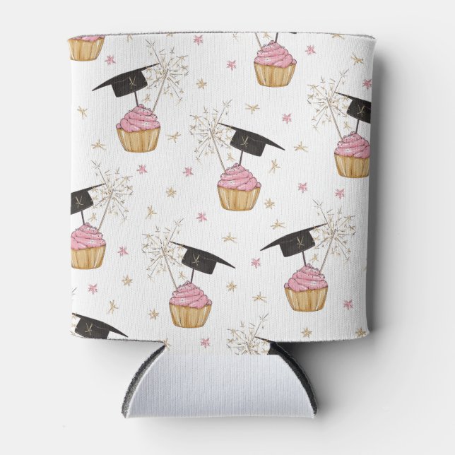 Enfriador De Latas Graduación Pastel Rosa Personalizado (Anverso)