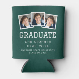 Enfriador De Latas Graduado 2025 3-Photo Green White Sporty