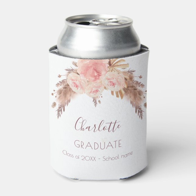 Enfriador De Latas Graduado pampas pasto sonar rosa floral (Lata Anverso)