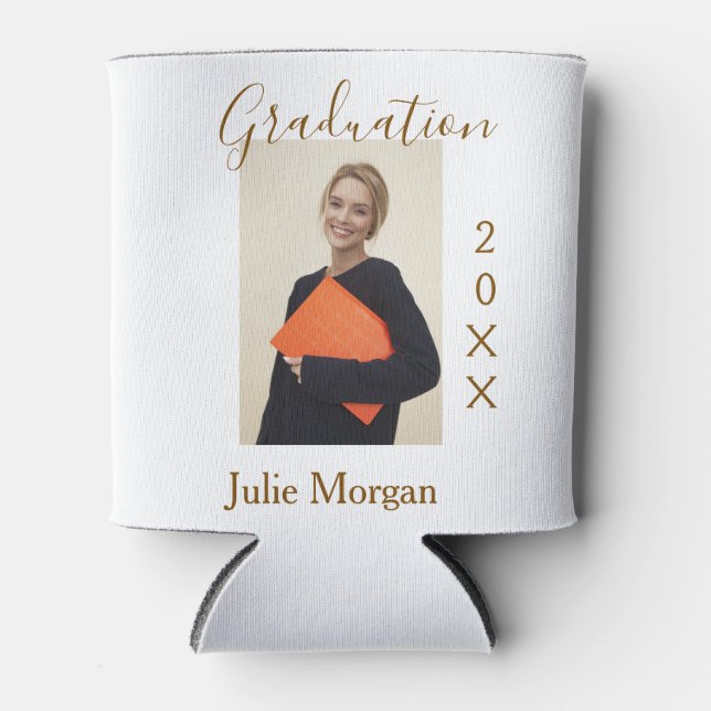 Enfriador De Latas Graduation photo brown golden year 20XX namesimple (Anverso)